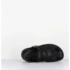 Chaussures Plates En Cuir Noir Semi-Ouvertes - Kerou Texano Nero
