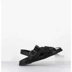 Chaussures Plates En Cuir Noir Semi-Ouvertes - Kerou Texano Nero