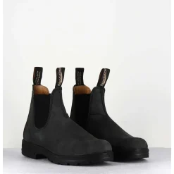 Classic Chelsea Boots En Cuir Nubuck Noir - 587 Rustic Black
