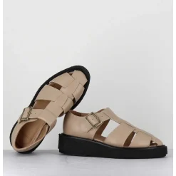 Creepers En Cuir Graine Beige - Glick Cowhide