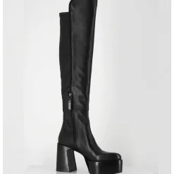 Cuissardes A Plateforme En Cuir Noir - M6575 Nappa Nero
