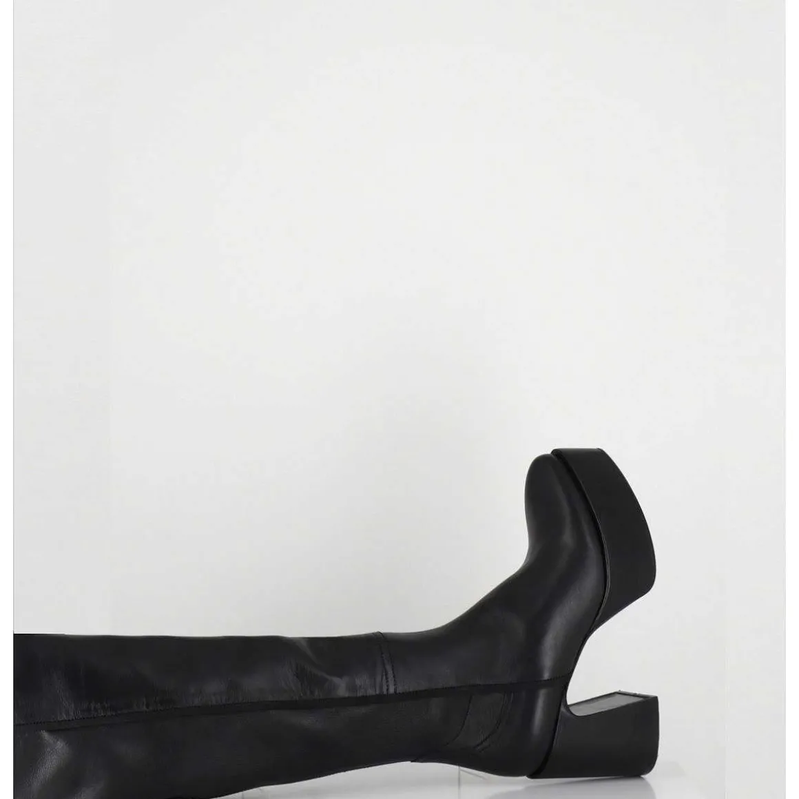 Cuissardes A Plateforme En Cuir Noir - M6575 Nappa Nero