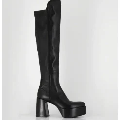 Cuissardes A Plateforme En Cuir Noir - M6575 Nappa Nero