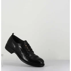 Derbies A Boutonniere En Cuir Noir - Calixte 035 Nero
