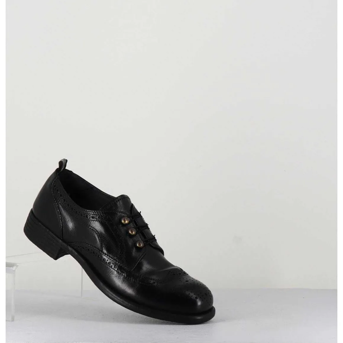 Derbies A Boutonniere En Cuir Noir - Calixte 035 Nero