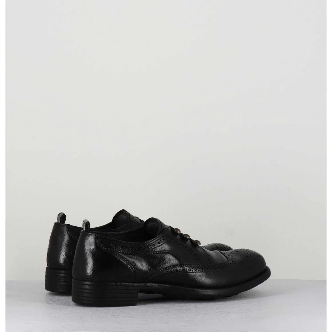 Derbies A Boutonniere En Cuir Noir - Calixte 035 Nero