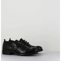 Derbies A Boutonniere En Cuir Noir - Calixte 035 Nero