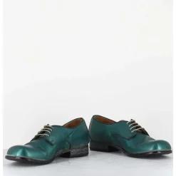 Derbies A Lacets En Cuir Metallise Bleu Ligne Japonisante - 45401A Bon Malta