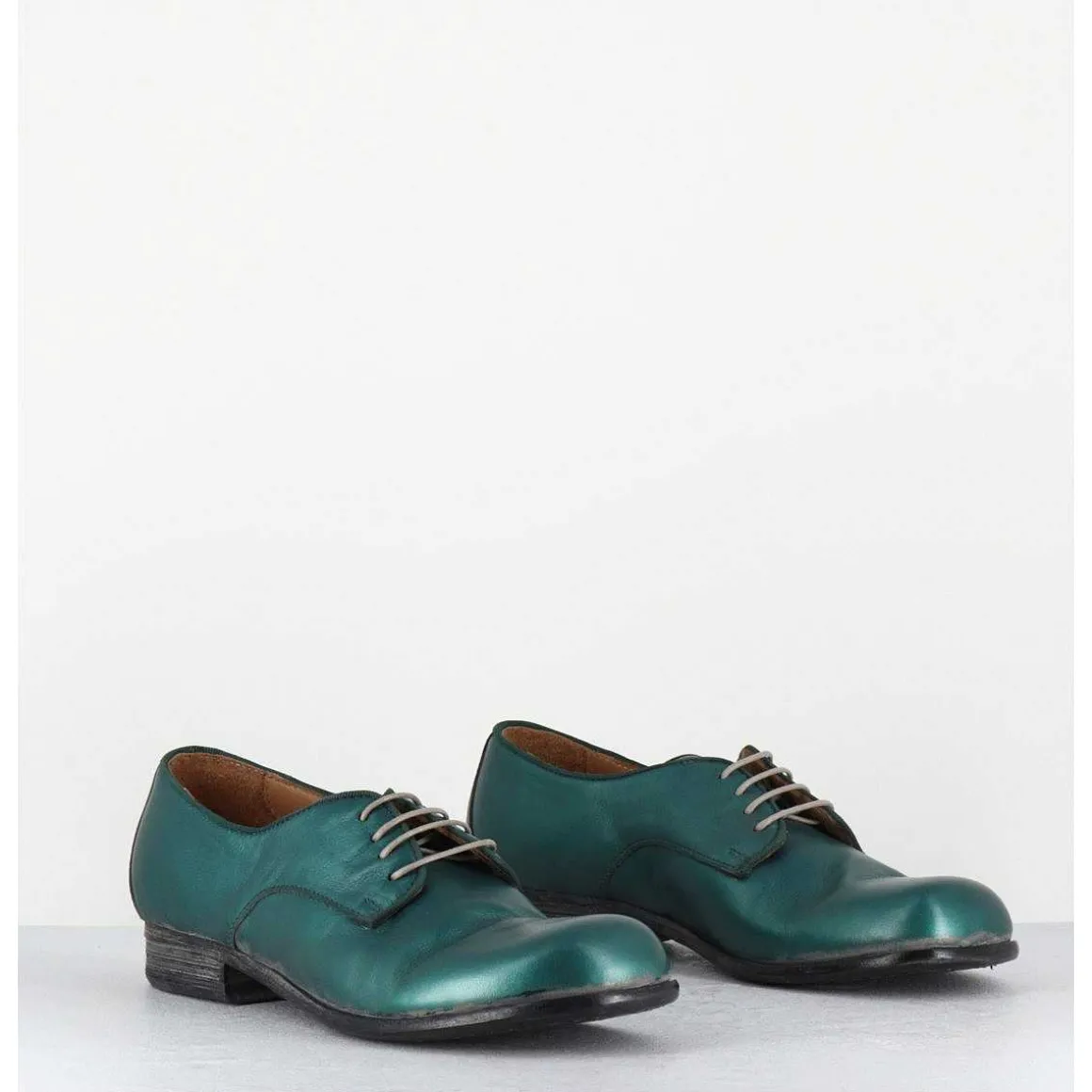 Derbies A Lacets En Cuir Metallise Bleu Ligne Japonisante - 45401A Bon Malta