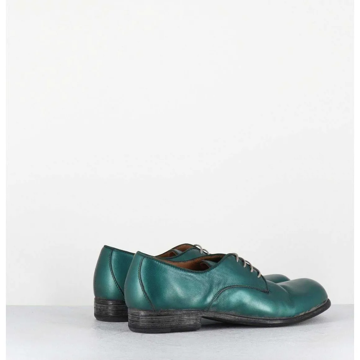 Derbies A Lacets En Cuir Metallise Bleu Ligne Japonisante - 45401A Bon Malta