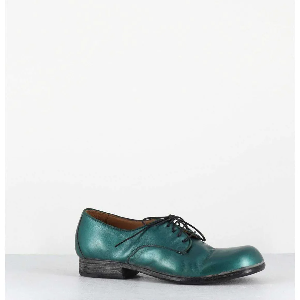 Derbies A Lacets En Cuir Metallise Bleu Ligne Japonisante - 45401A Bon Malta