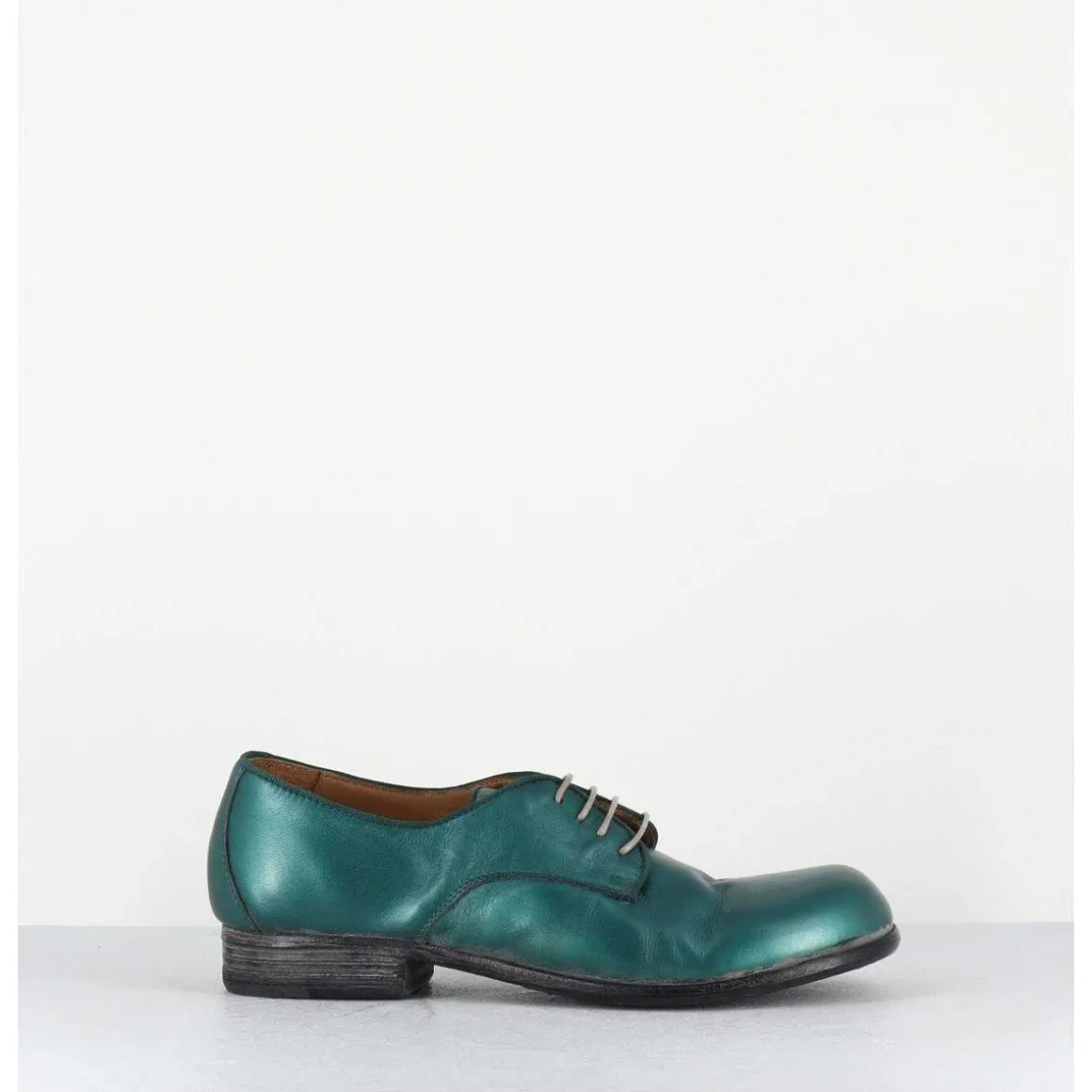 Derbies A Lacets En Cuir Metallise Bleu Ligne Japonisante - 45401A Bon Malta