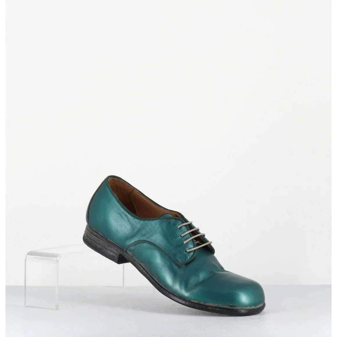 Derbies A Lacets En Cuir Metallise Bleu Ligne Japonisante - 45401A Bon Malta