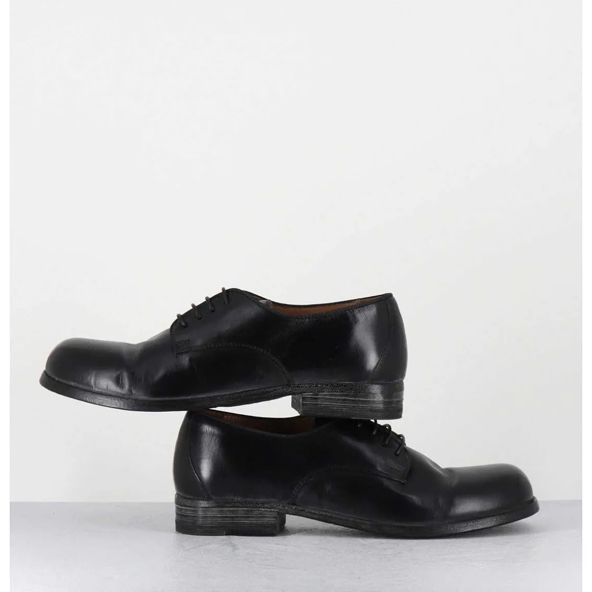 Derbies A Lacets En Cuir Noir Ligne Japonisante - 45401A Cris Nero