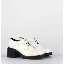Derbies A Talon En Cuir Vernis Souple Blanc - Yoshi Naplak Panna
