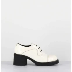 Derbies A Talon En Cuir Vernis Souple Blanc - Yoshi Naplak Panna