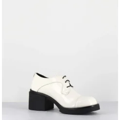 Derbies A Talon En Cuir Vernis Souple Blanc - Yoshi Naplak Panna