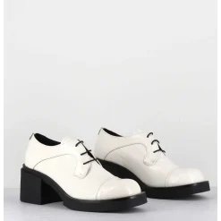 Derbies A Talon En Cuir Vernis Souple Blanc - Yoshi Naplak Panna