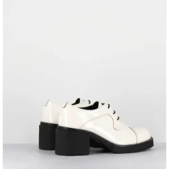 Derbies A Talon En Cuir Vernis Souple Blanc - Yoshi Naplak Panna