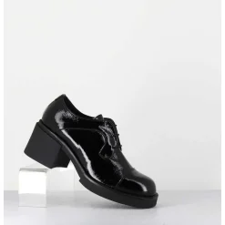 Derbies A Talon En Cuir Vernis Souple Noir - Yoshi Naplak Nero