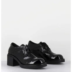 Derbies A Talon En Cuir Vernis Souple Noir - Yoshi Naplak Nero