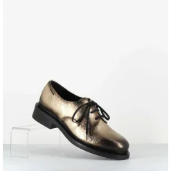 Derbies En Cuir Craquele Dore Effet Use - 61364 Crash Oro