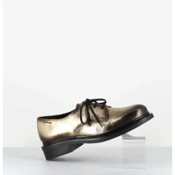 Derbies En Cuir Craquele Dore Effet Use - 61364 Crash Oro