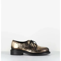 Derbies En Cuir Craquele Dore Effet Use - 61364 Crash Oro