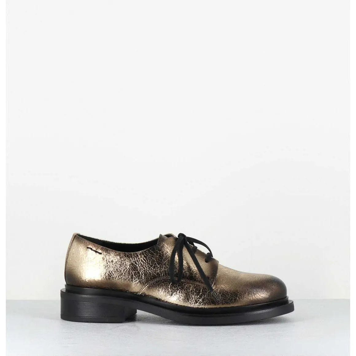 Derbies En Cuir Craquele Dore Effet Use - 61364 Crash Oro
