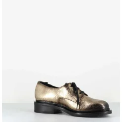Derbies En Cuir Craquele Dore Effet Use - 61364 Crash Oro