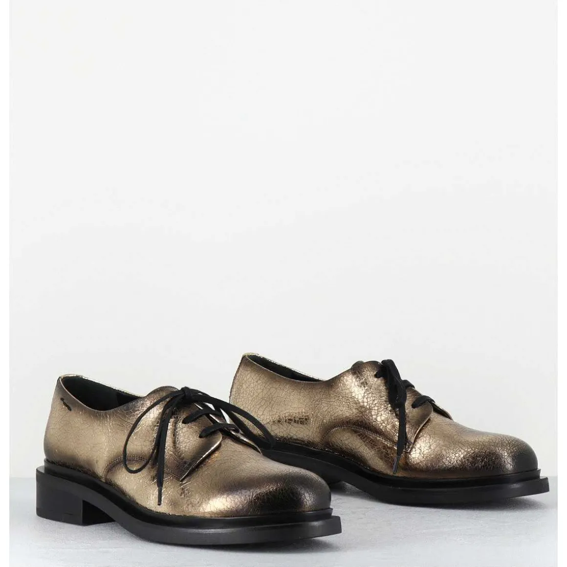 Derbies En Cuir Craquele Dore Effet Use - 61364 Crash Oro