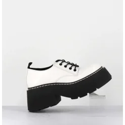 Derbies En Cuir Glace Blanc Semelle Epaisse - 1D7702D Buffy Ice