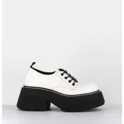Derbies En Cuir Glace Blanc Semelle Epaisse - 1D7702D Buffy Ice