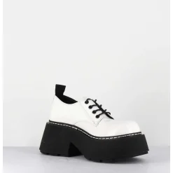 Derbies En Cuir Glace Blanc Semelle Epaisse - 1D7702D Buffy Ice
