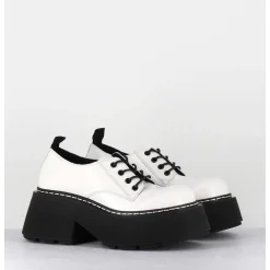 Derbies En Cuir Glace Blanc Semelle Epaisse - 1D7702D Buffy Ice