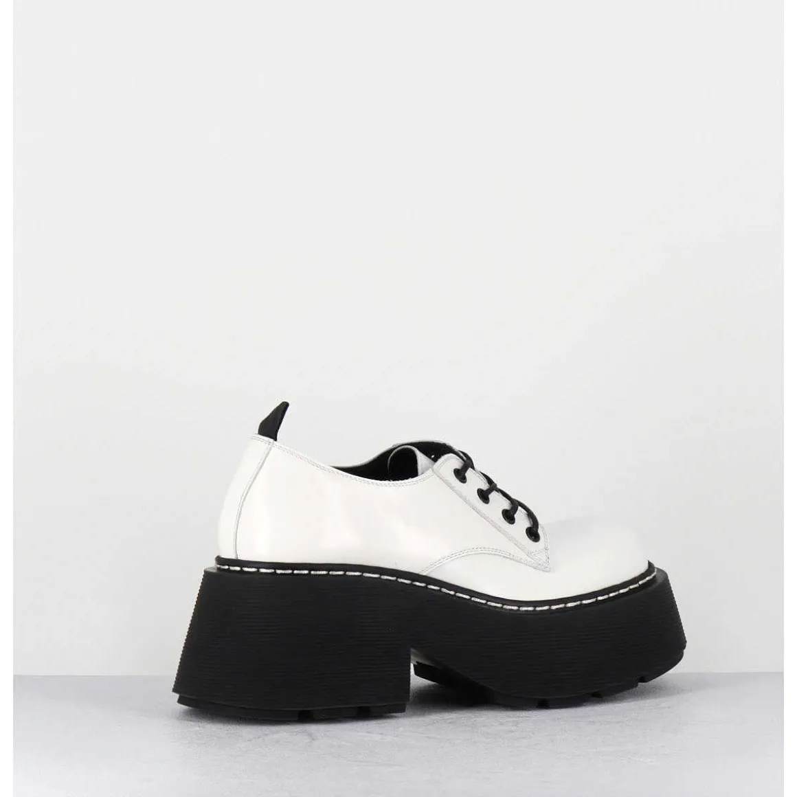 Derbies En Cuir Glace Blanc Semelle Epaisse - 1D7702D Buffy Ice