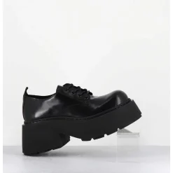 Derbies En Cuir Glace Noir Fume Semelle Epaisse - 1D7702D Buffy Black