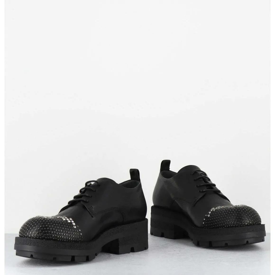 Derbies En Cuir Noir Bout Cloute - Dabran Siena Nero