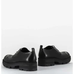 Derbies En Cuir Noir Bout Cloute - Dabran Siena Nero