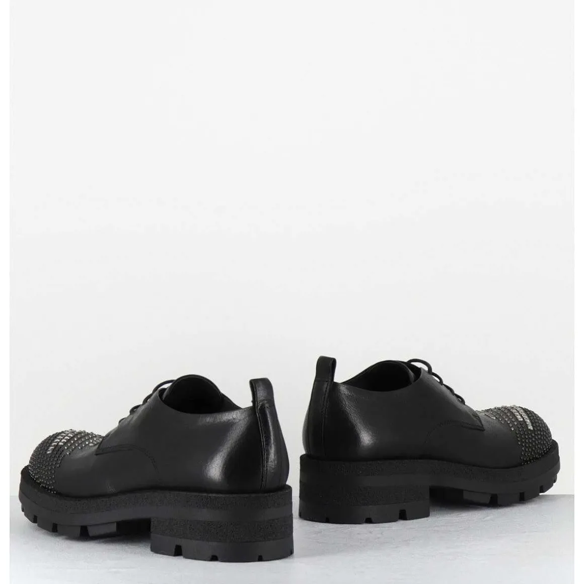 Derbies En Cuir Noir Bout Cloute - Dabran Siena Nero