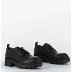 Derbies En Cuir Noir Bout Cloute - Dabran Siena Nero