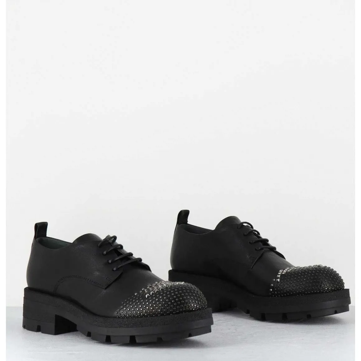 Derbies En Cuir Noir Bout Cloute - Dabran Siena Nero