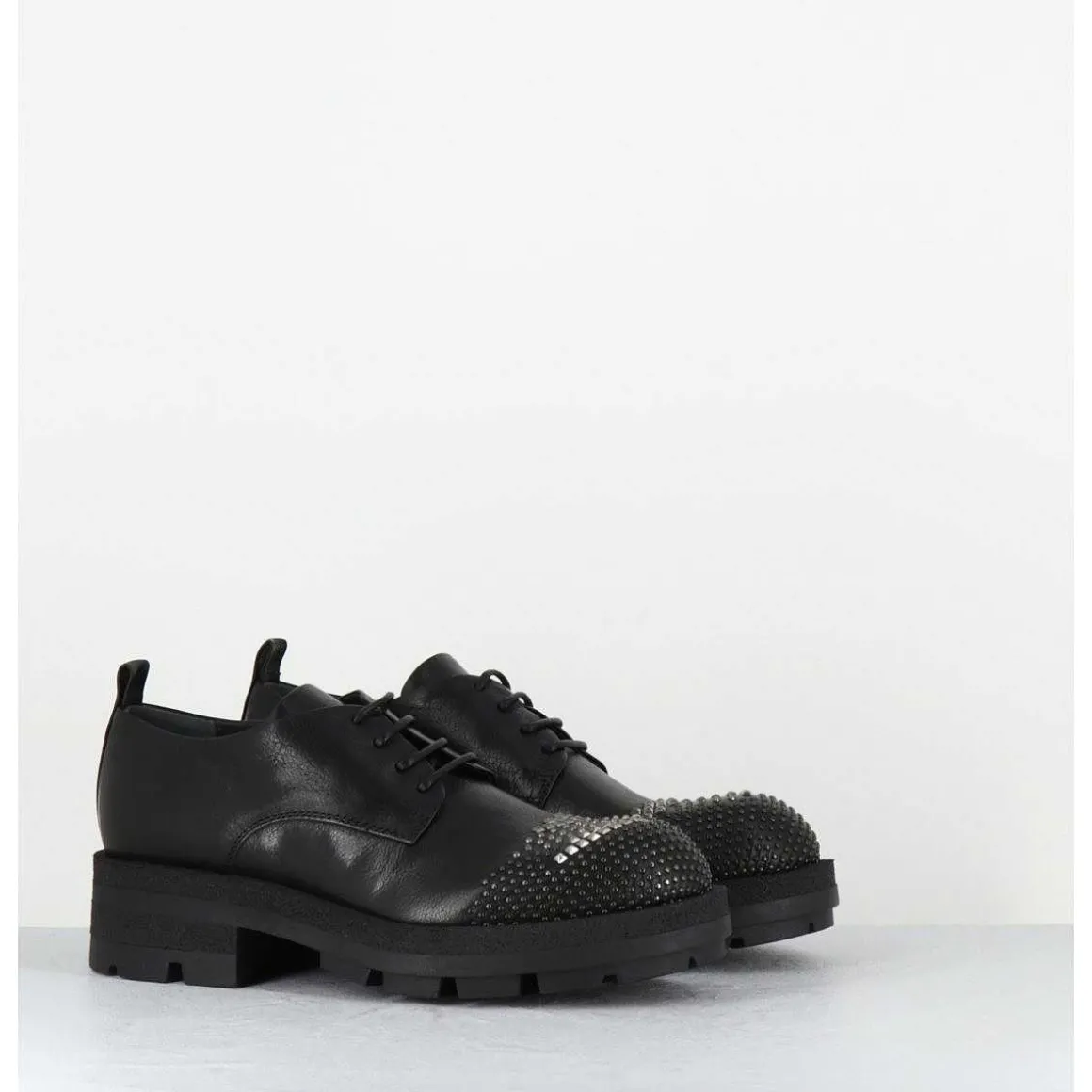 Derbies En Cuir Noir Bout Cloute - Dabran Siena Nero