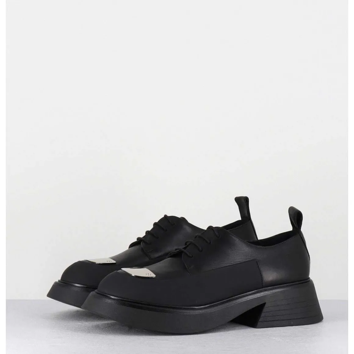 Derbies En Cuir Noir Bout Metallique - Pike Savana Nero