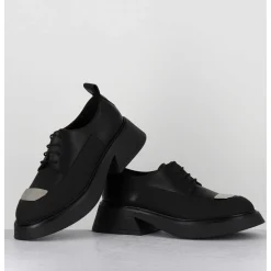 Derbies En Cuir Noir Bout Metallique - Pike Savana Nero