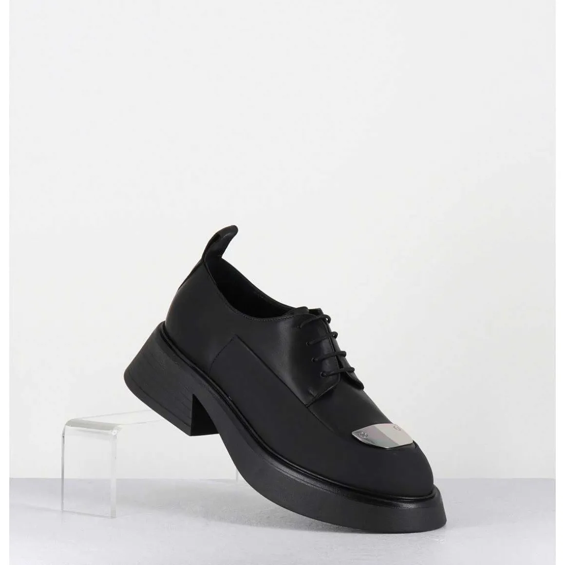 Derbies En Cuir Noir Bout Metallique - Pike Savana Nero