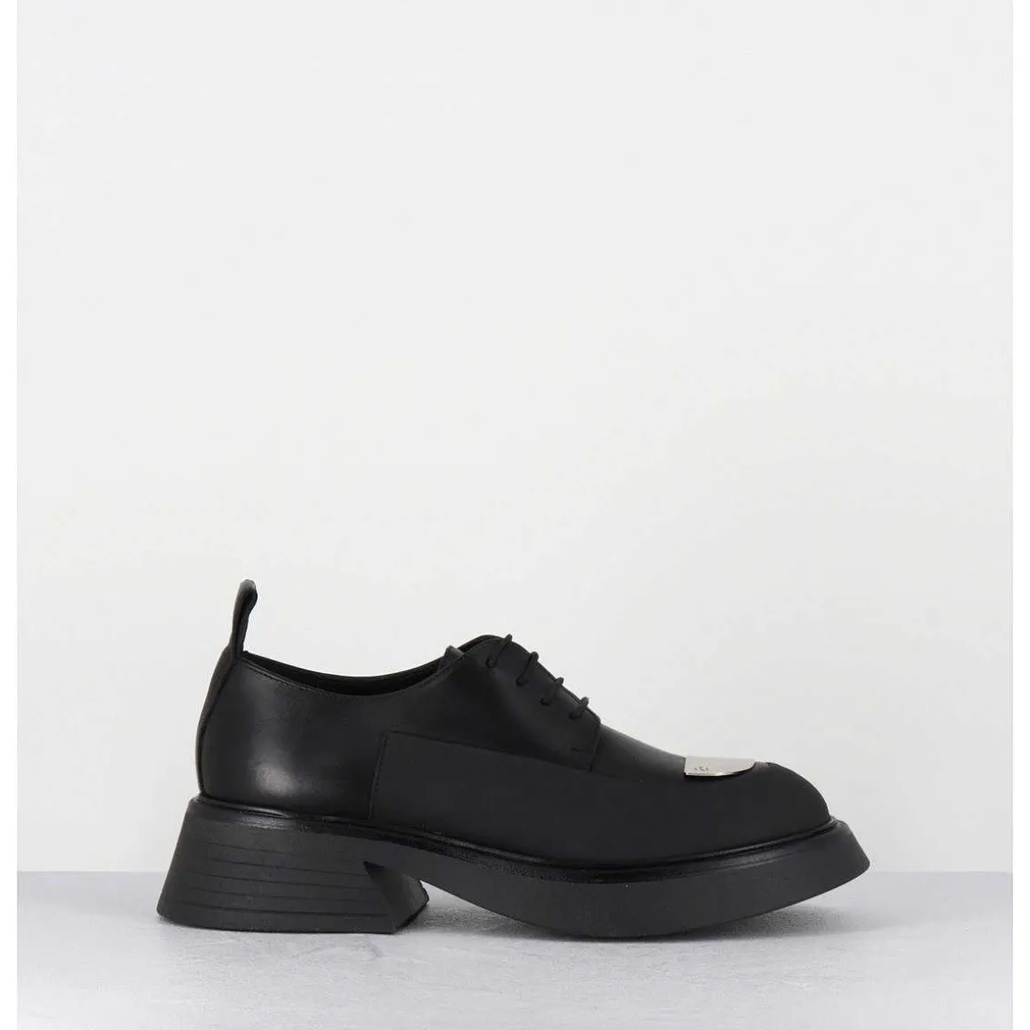 Derbies En Cuir Noir Bout Metallique - Pike Savana Nero