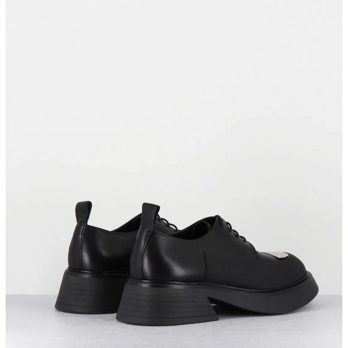 Derbies En Cuir Noir Bout Metallique - Pike Savana Nero