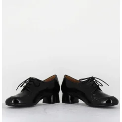 Derbies En Cuir Noir Petit Talon - Monica Black Malory