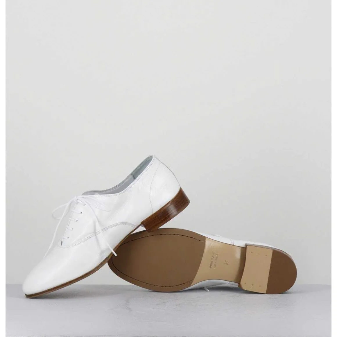 Derbies Minimalistes En Cuir Souple Blanc - Stja Cow White